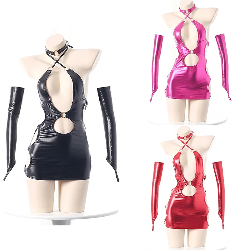 Anime Cosplay Outfit Girl - Anime Tight Leather Dress Idol Girl