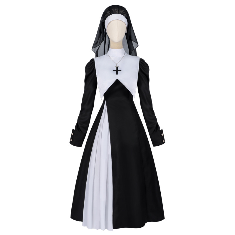 Anime Cosplay Nun - European and American Women's Pleated Dress,