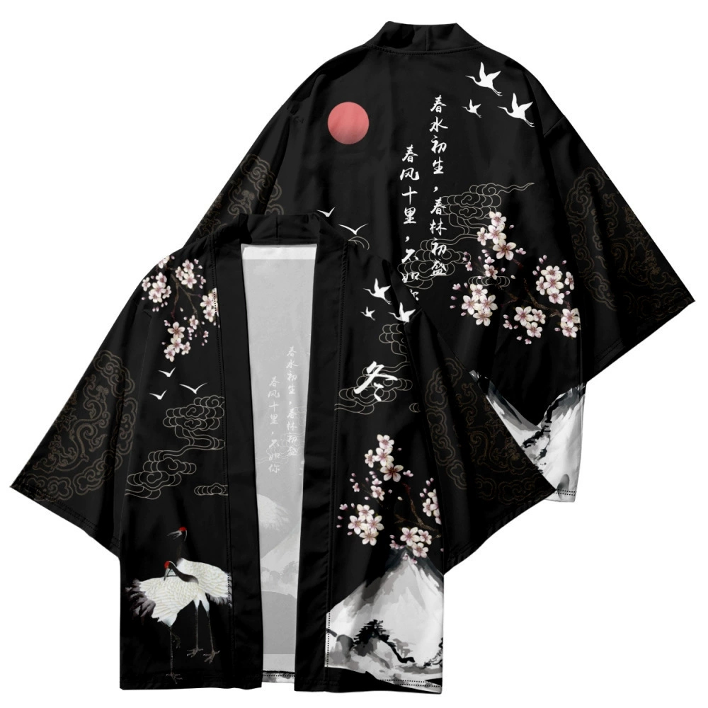Asian Cosplay Anime - Samurai Crane Anime Shirt Japanese Traditional