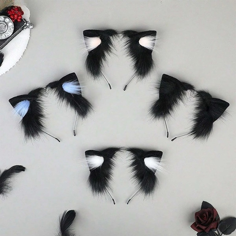1pcs Cat Ears Halloween Headba - Anime Cosplay Girl With Black Hair 评论和价格