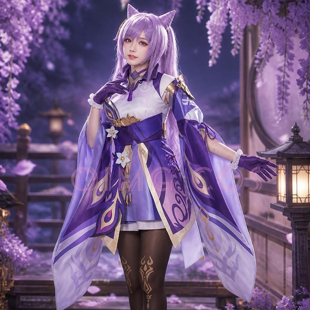 Genshin Impact Keqing Cosplay  - Anime Cosplay Jumpsuit 评论和价格