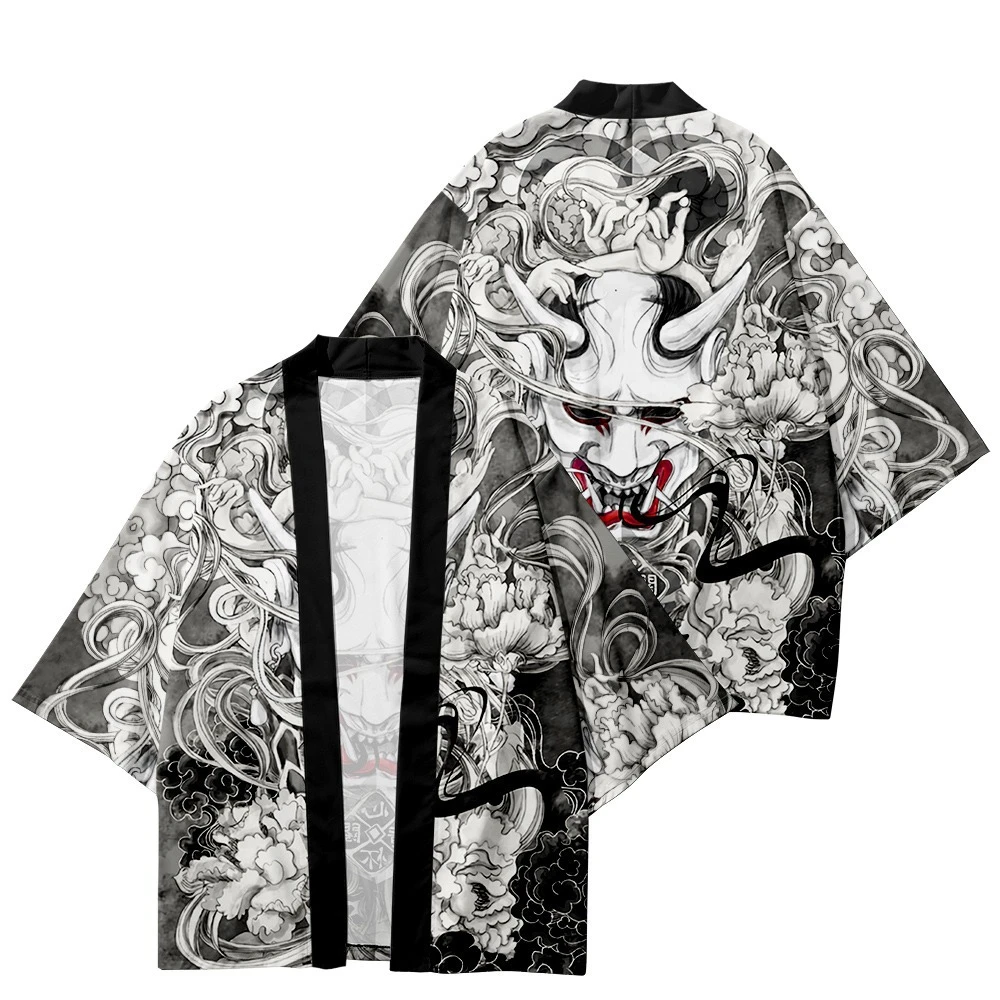 Demon Print Samurai Shirt Clot - Asian Cosplay Anime 评论和价格