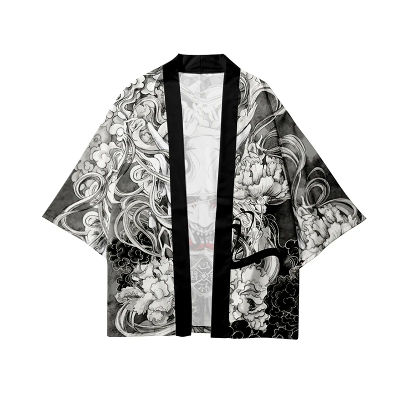 Demon Print Samurai Shirt Clot - Asian Cosplay Anime 评论和价格