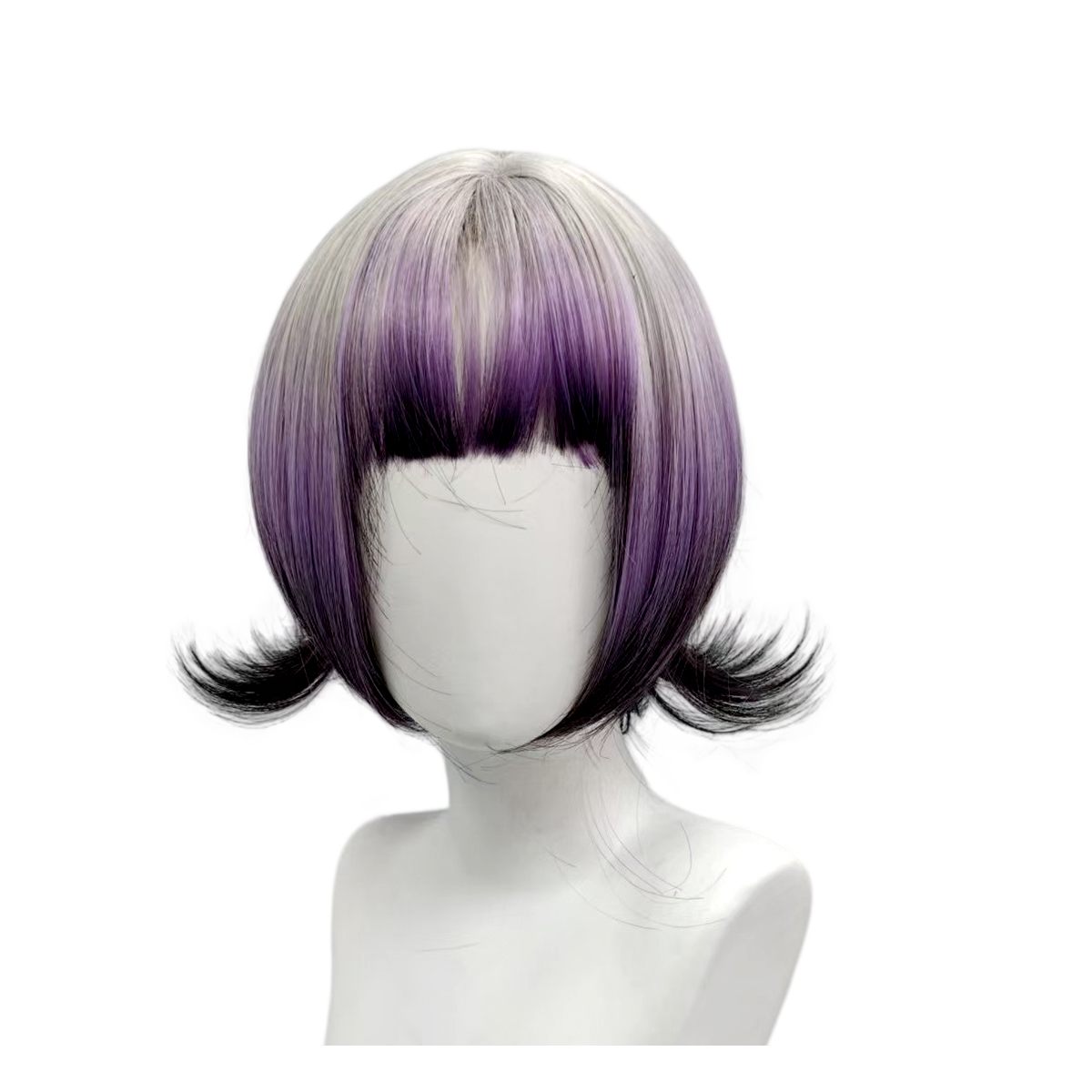 Grey Purple Black Ombre Bob Wi - Anime Cosplay Girl With Black Hair 评论和价格