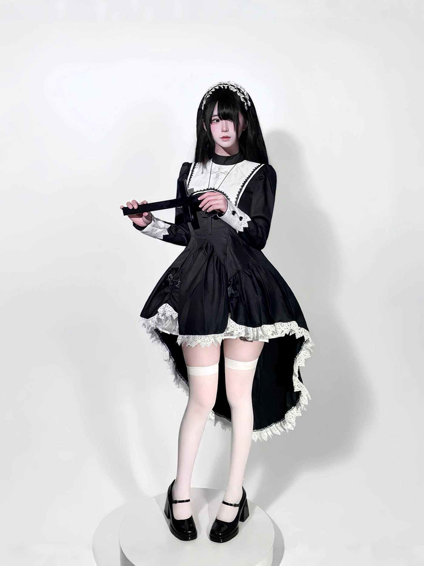 Gothic style dark embroidery c - Anime Cosplay Nun 评论和价格