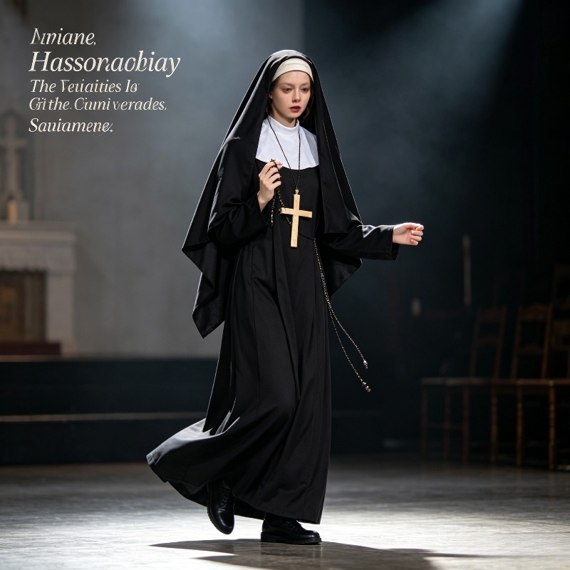 Nun Costume Black Long Dress H - Anime Cosplay Nun 评论和价格