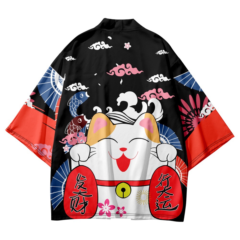 Yukata Cosplay Cat Print Cardi - Asian Cosplay Anime 评论和价格