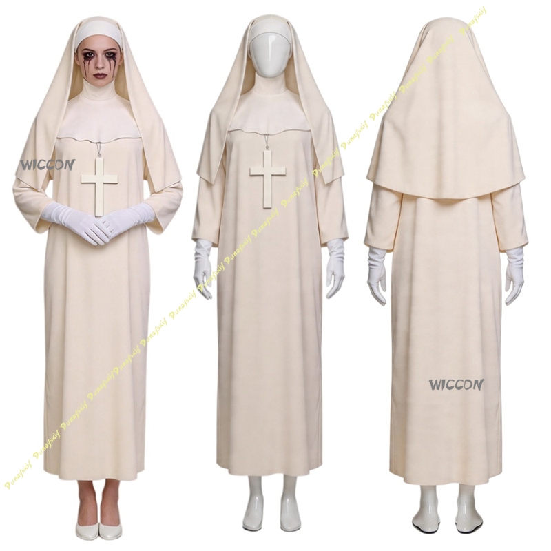 Off White Nun Cosplay Costume  - Anime Cosplay Nun 评论和价格