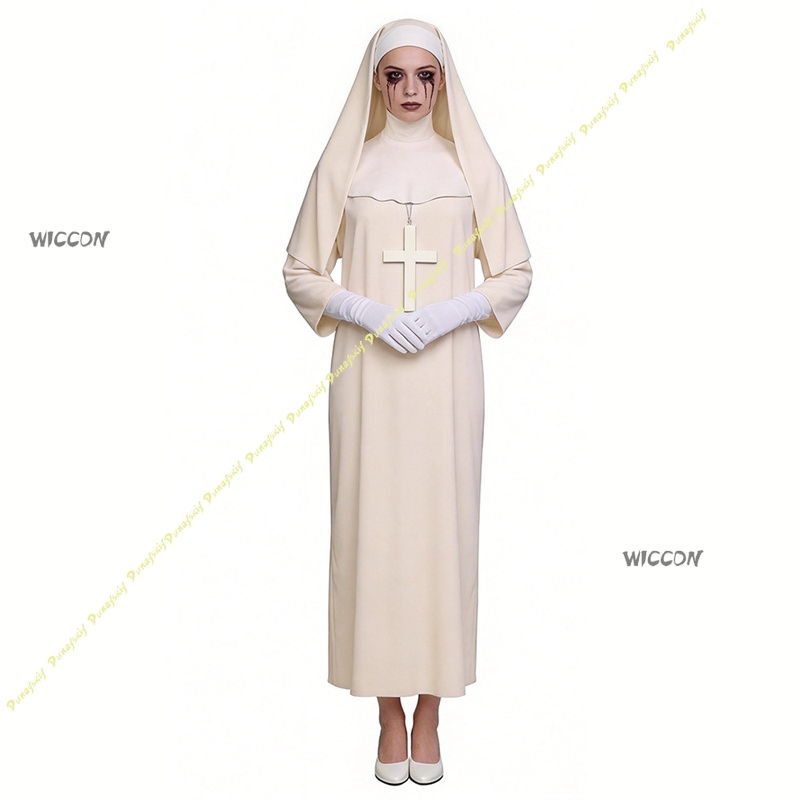 Off White Nun Cosplay Costume  - Anime Cosplay Nun 评论和价格