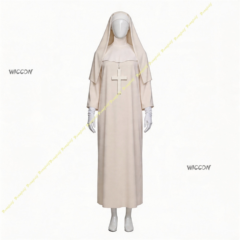 Off White Nun Cosplay Costume  - Anime Cosplay Nun 评论和价格