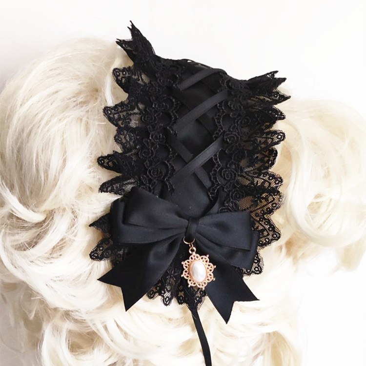Red Dark Gothic Lolita Lace Ha - Anime Cosplay Girl With Black Hair 评论和价格